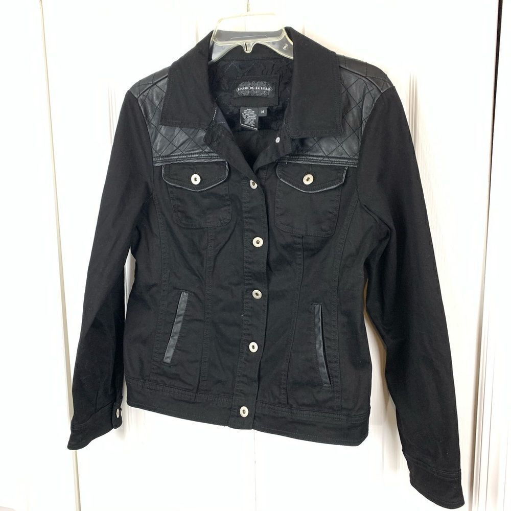 Live a Little Vegan Leather and Denim Jacket‎